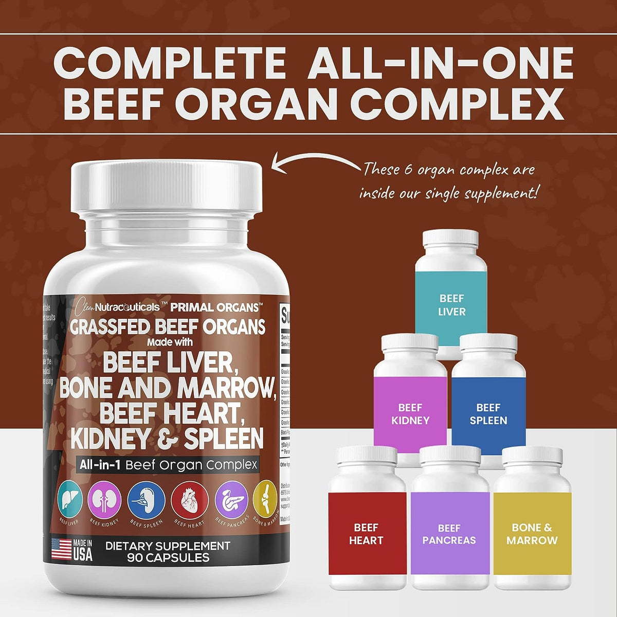Grass Fed Beef Liver Capsules 3000mg Premium Quality Beef Organs Sup Clean Nutraceuticals