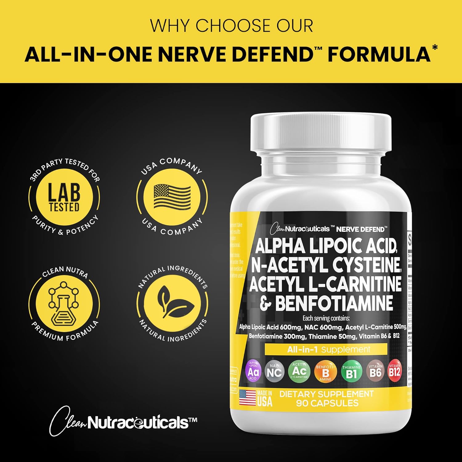 Nerve Defend: Nerve Support Supplement for Women and Men with Vitamin B1, B6 &amp; B12