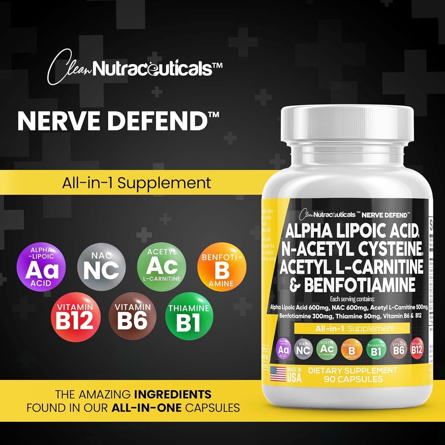 Nerve Defend: Nerve Support Supplement for Women and Men with Vitamin B1, B6 &amp; B12