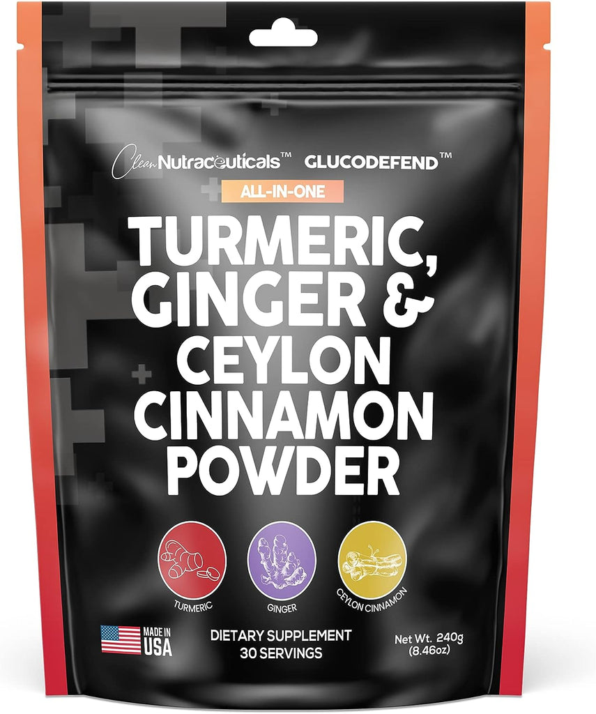 3in1 Turmeric Curcumin Ginger Root & Ceylon Cinnamon Powder Supplement Made in USA - Turmeric Powder for Health, Cooking, Baking - Premium Quality Ginger Powder - Alternative to Pills Capsules Tablets