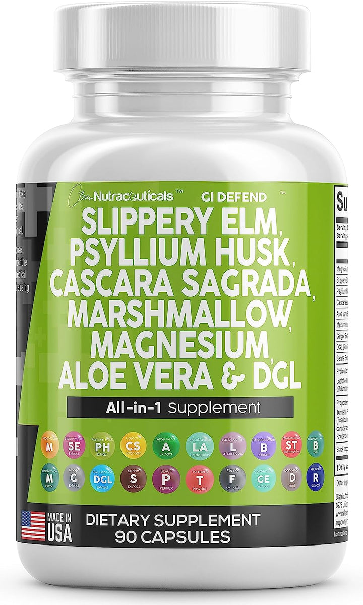 Slippery Elm 5000mg Psyllium Husk 2000mg Pre Probiotic Digestive Gut H