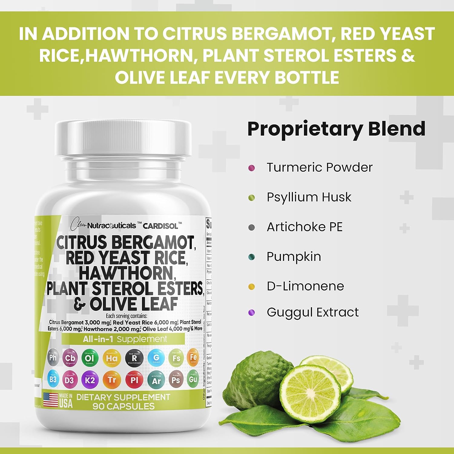 Clean Nutraceuticals Citrus Bergamot 3000mg Red Yeast Rice 6000mg Caps