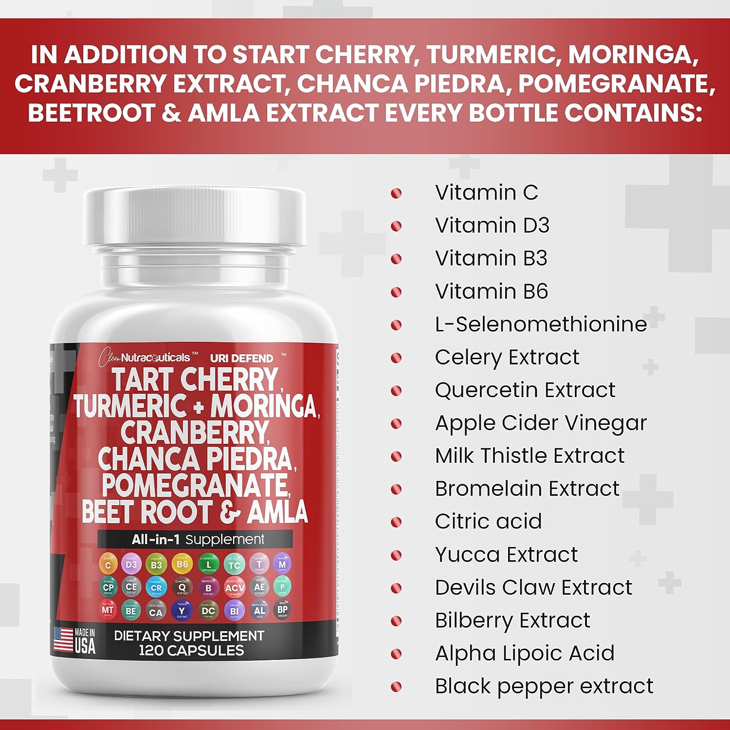 Tart Cherry Extract Capsules 20,000mg with Turmeric 8000mg Moringa 400