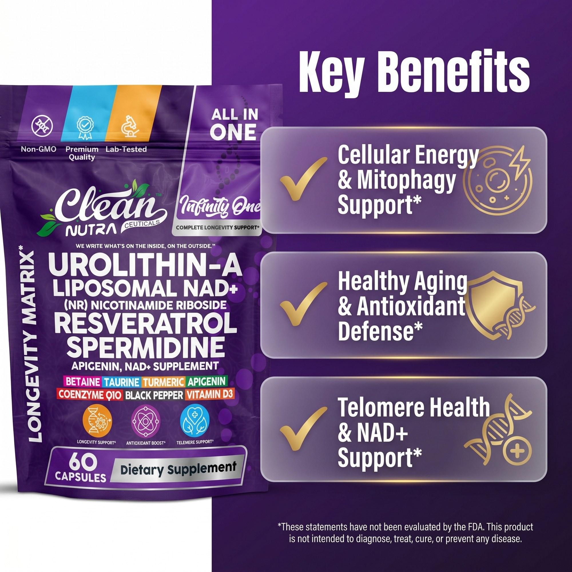 Infinity One Urolithin A 500mg + NAD + NR Resveratrol