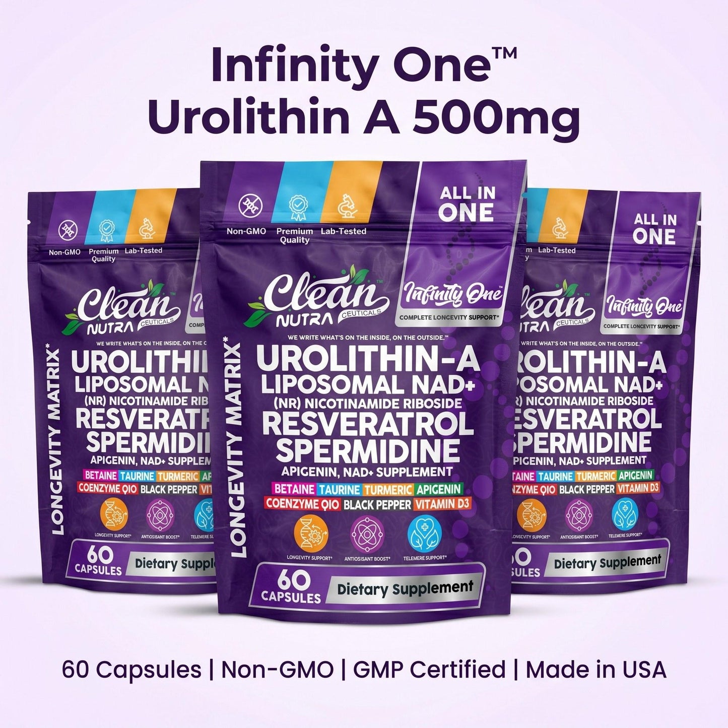 Infinity One Urolithin A 500mg + NAD + NR Resveratrol