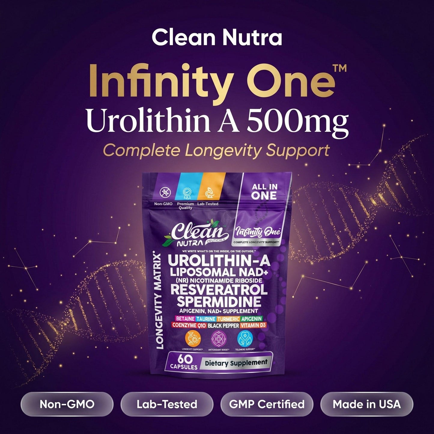 Infinity One Urolithin A 500mg + NAD + NR Resveratrol