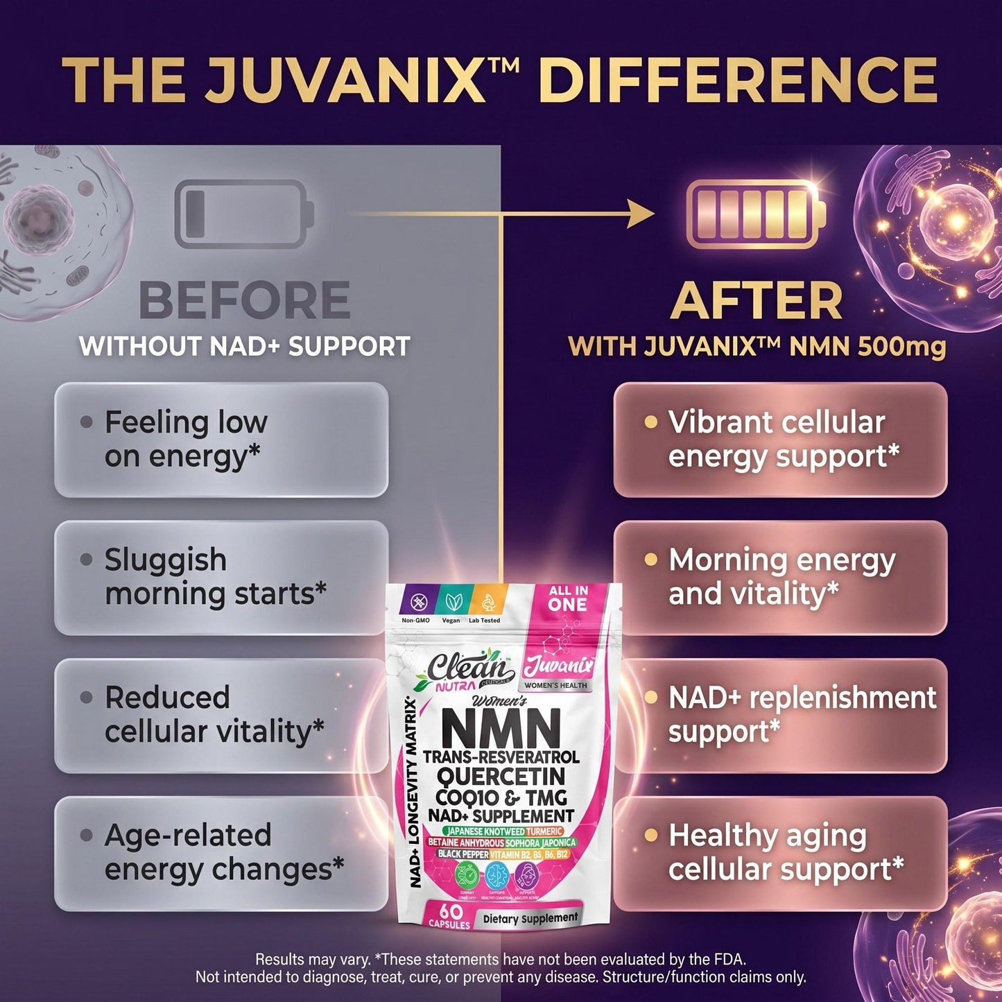 Juvanix NMN 500mg + NAD Longevity Matrix