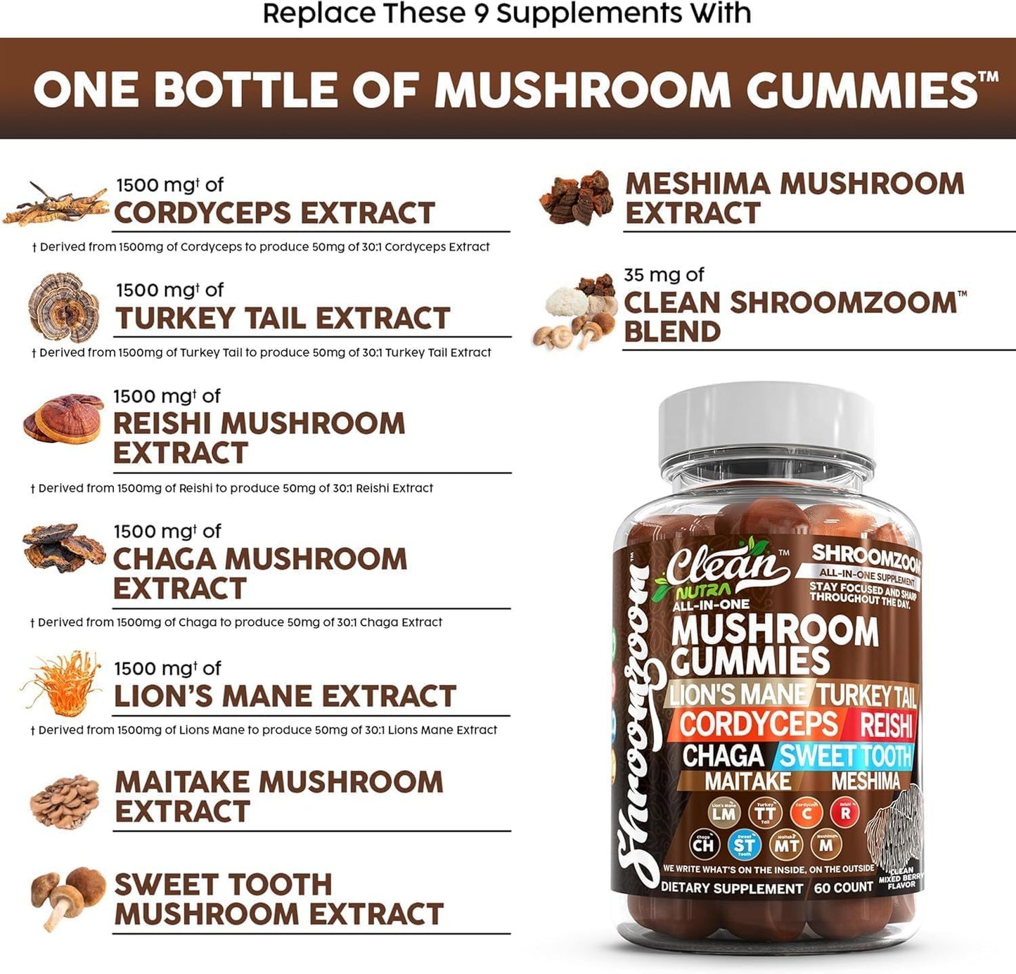 ShroomZoom All-In-One Mushroom Gummies