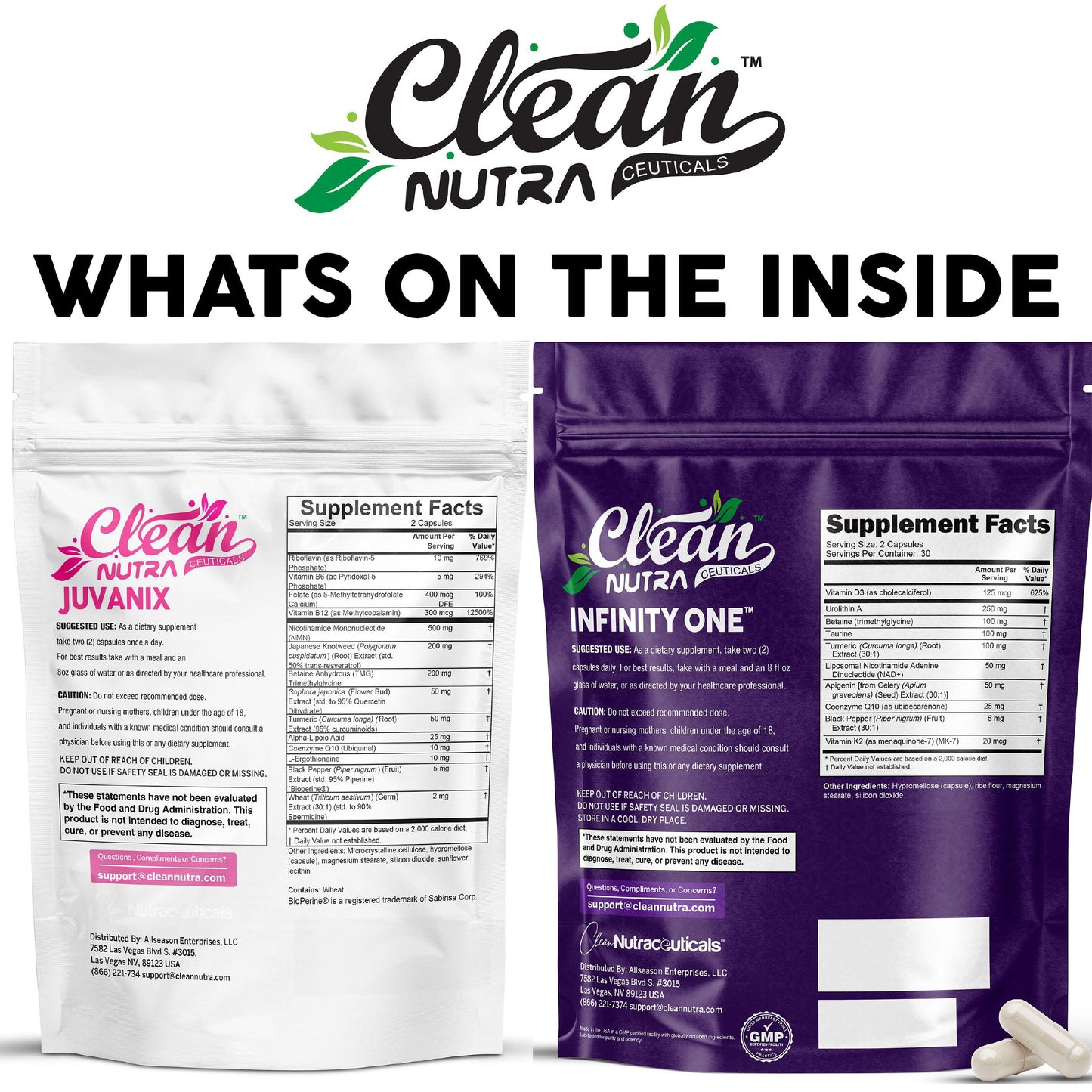 What's On The Inside — full Supplement Facts panels