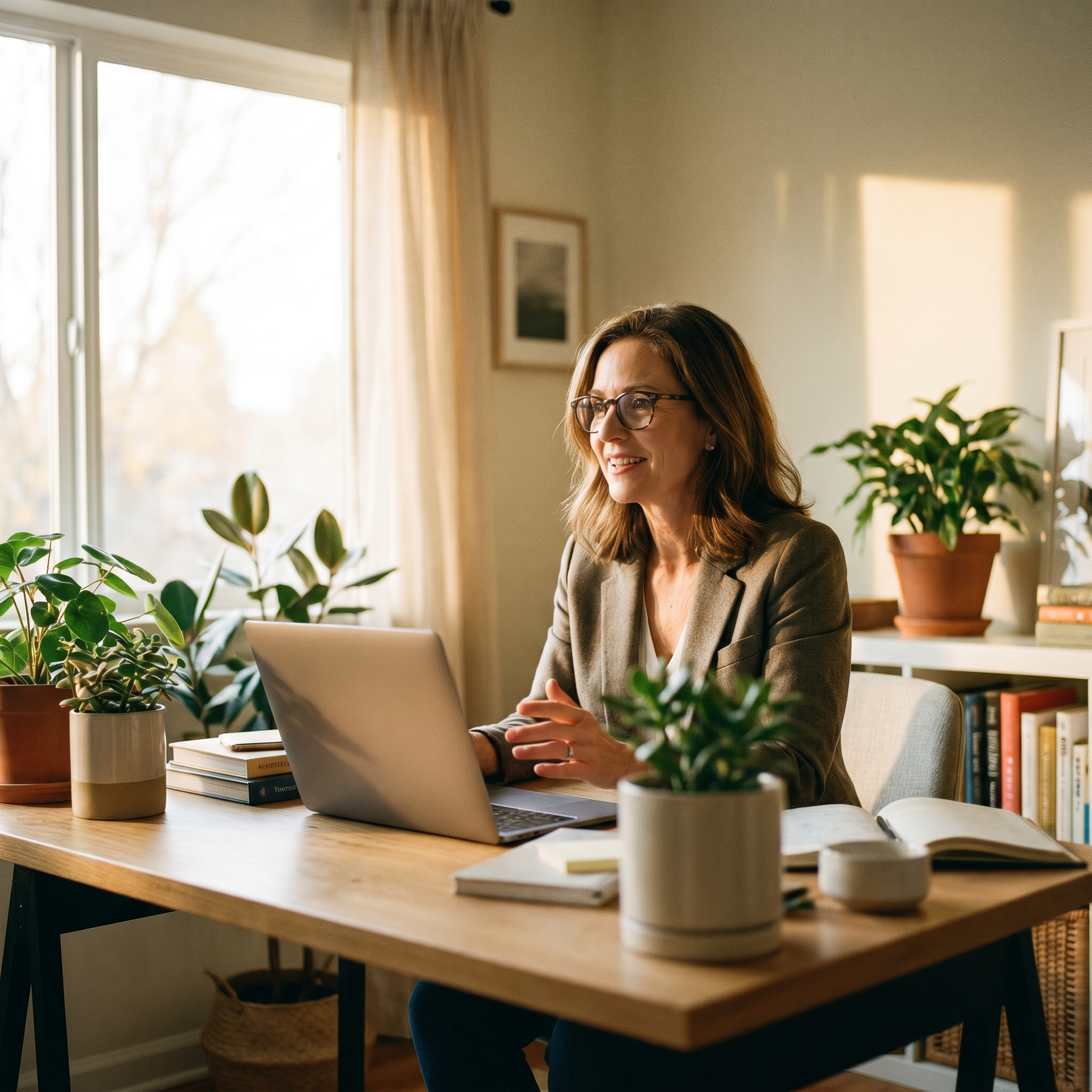 Woman working at desk - mental clarity